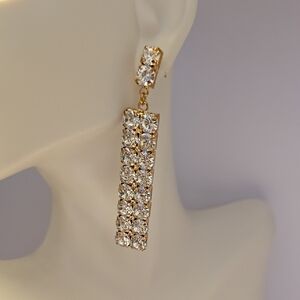 Elegant Gold and Silver Crystal Drop Earrings